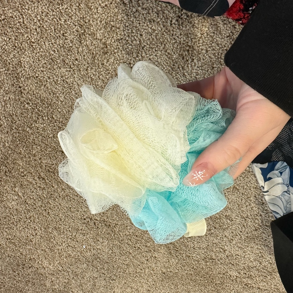 Amazon Two-Tone Bath Pouf - Yellow and Blue